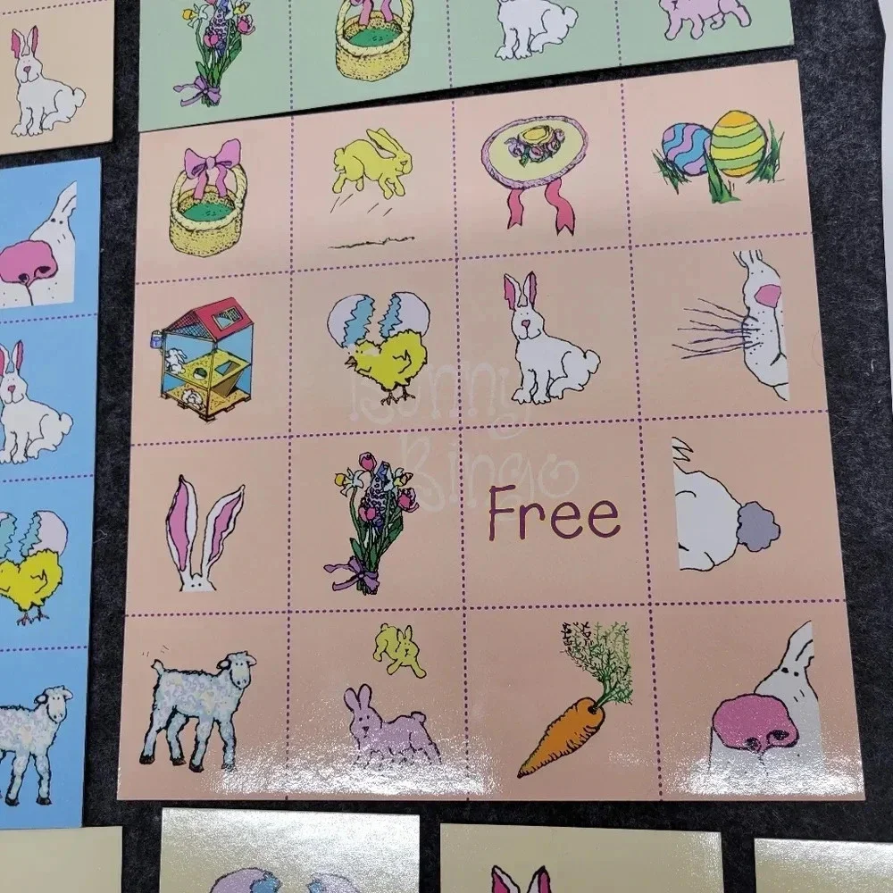 Cute Vintage Easter Bingo Game Kids Fun Play Time